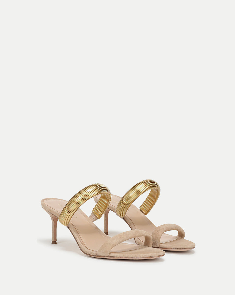 Tobin Gold Band Sandal in Beige Sand