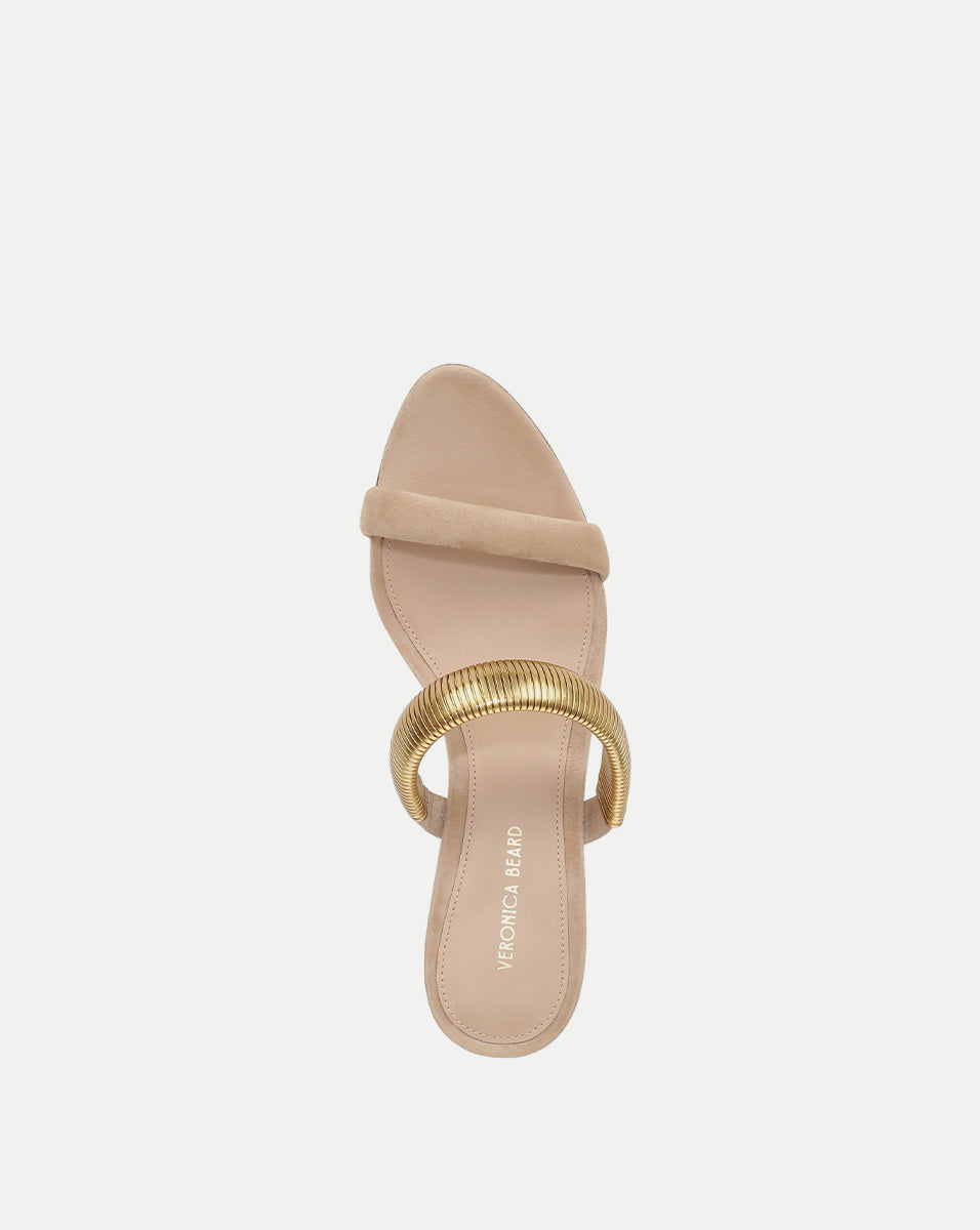 Tobin Gold Band Sandal in Beige Sand