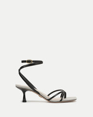 Caterina Leather Ankle-Wrap Sandal in Black