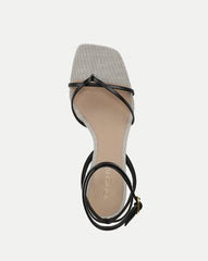 Caterina Leather Ankle-Wrap Sandal in Black