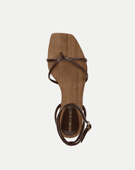 Allegra Leather Ankle-Wrap Sandal in Brown