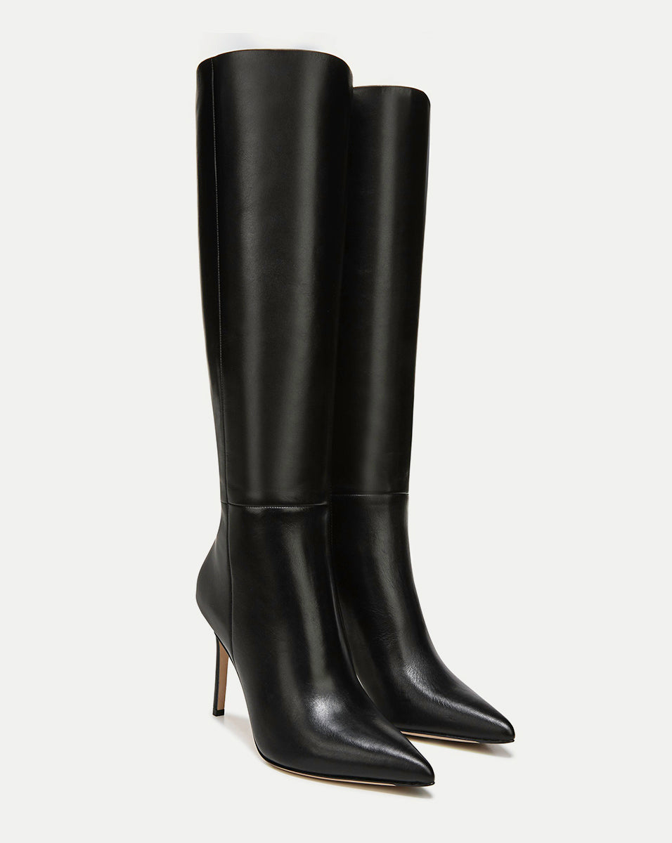 Lisa Stiletto Boot Wide-Calf in Black Leather