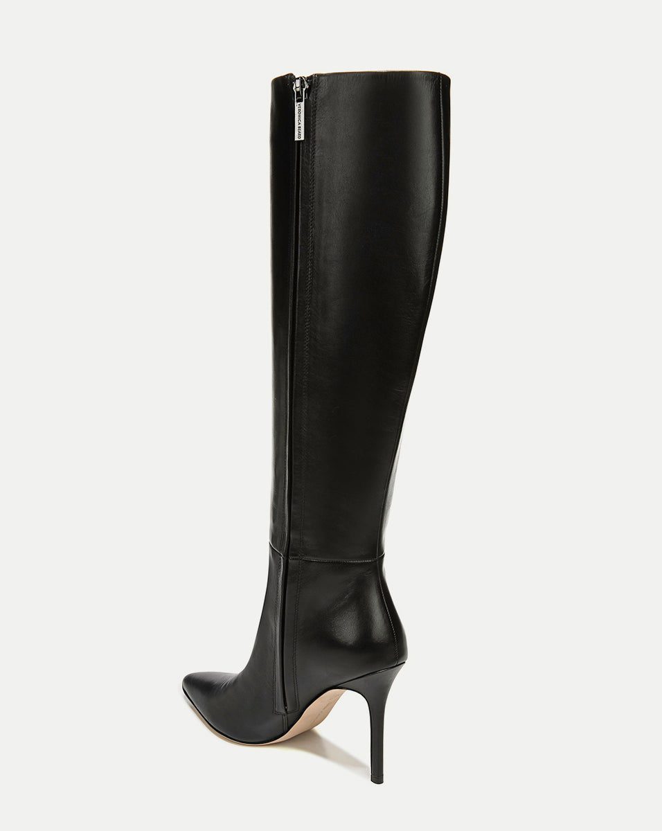 Lisa Stiletto Boot Wide-Calf in Black Leather