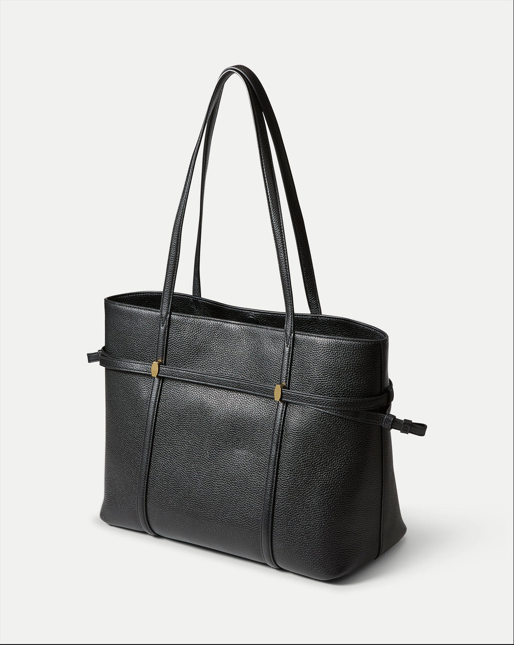 Lasso Belted Leather Tote Bag in Black