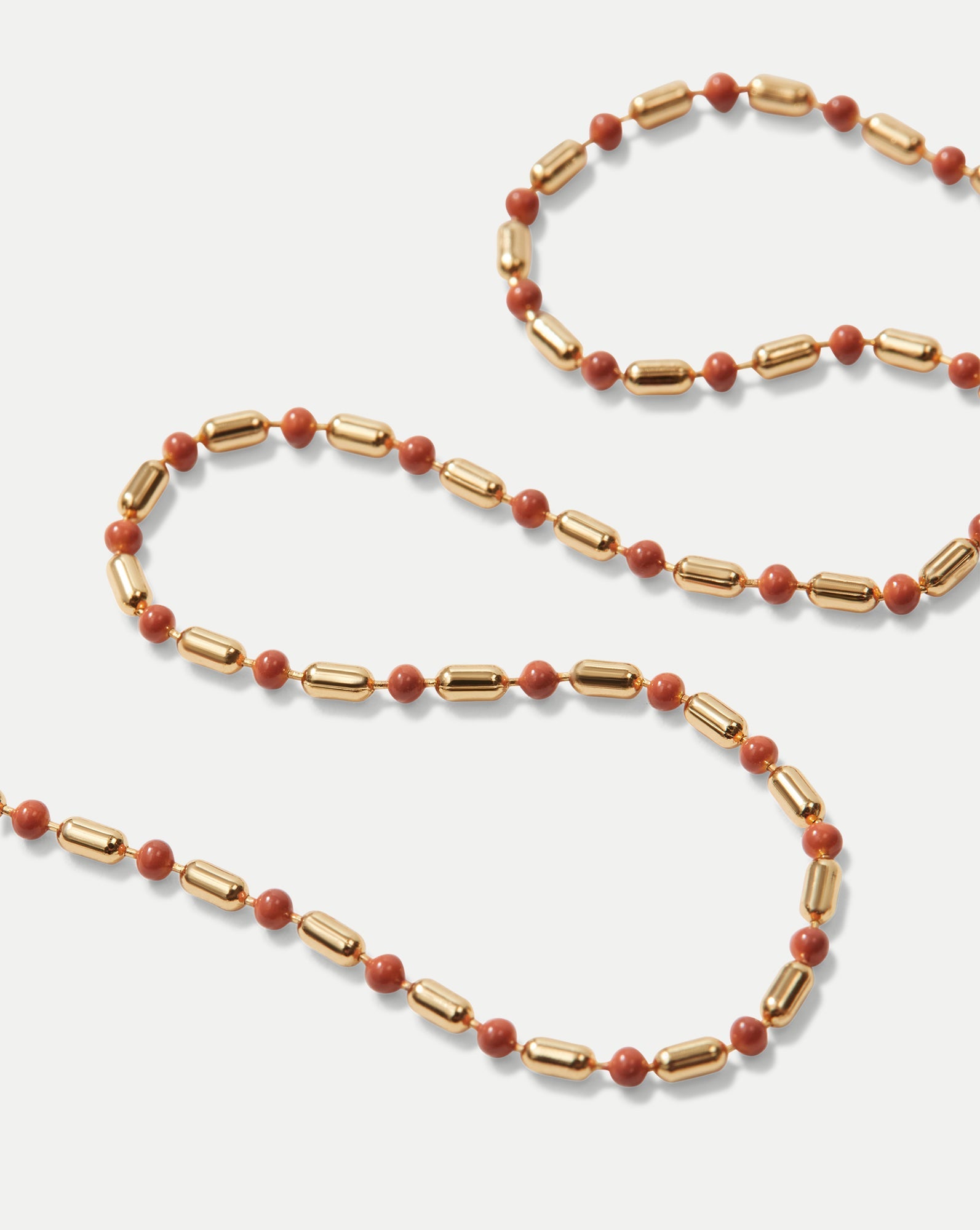 Enamel Bead Chain Necklace in Mauve