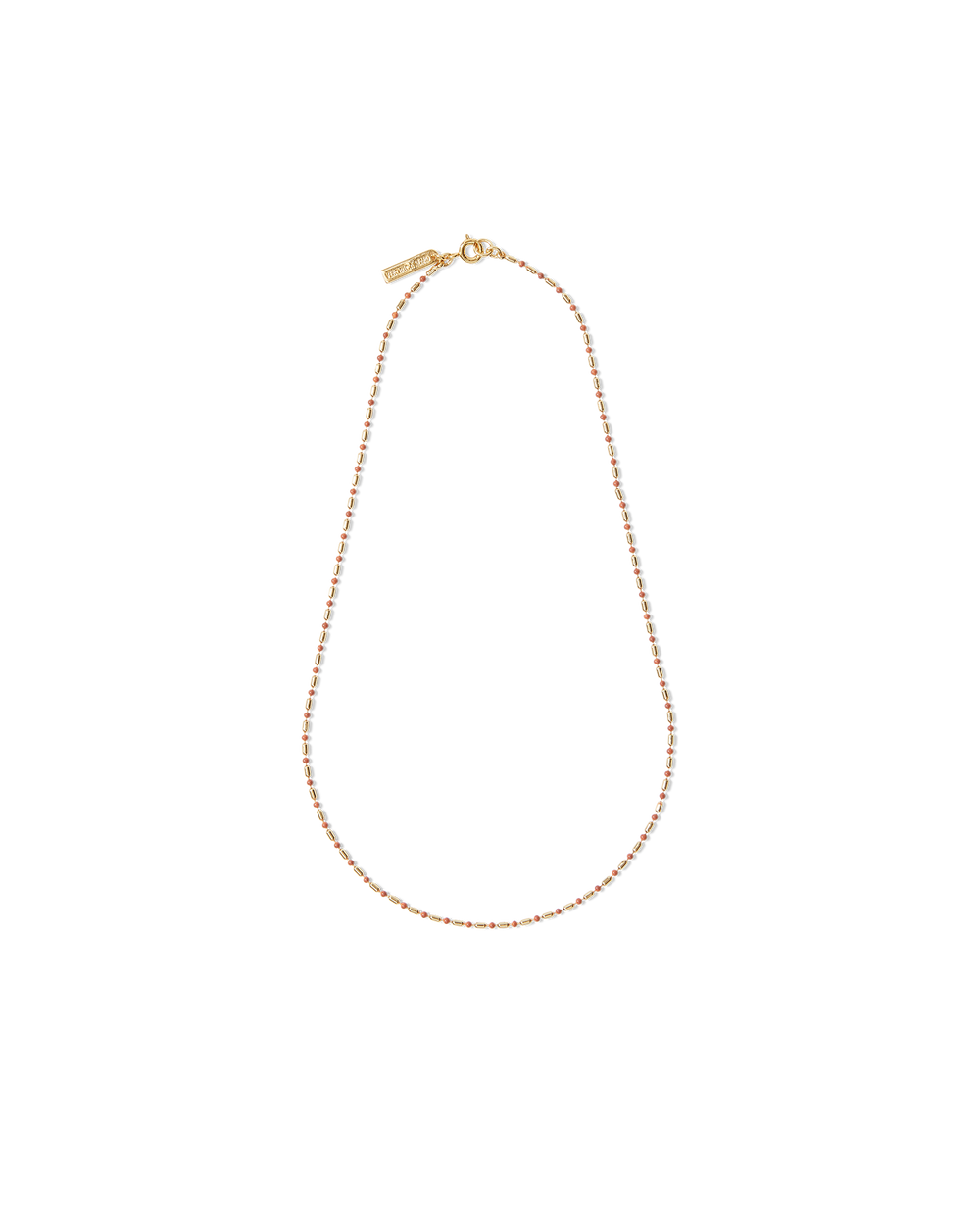 Enamel Bead Chain Necklace in Mauve