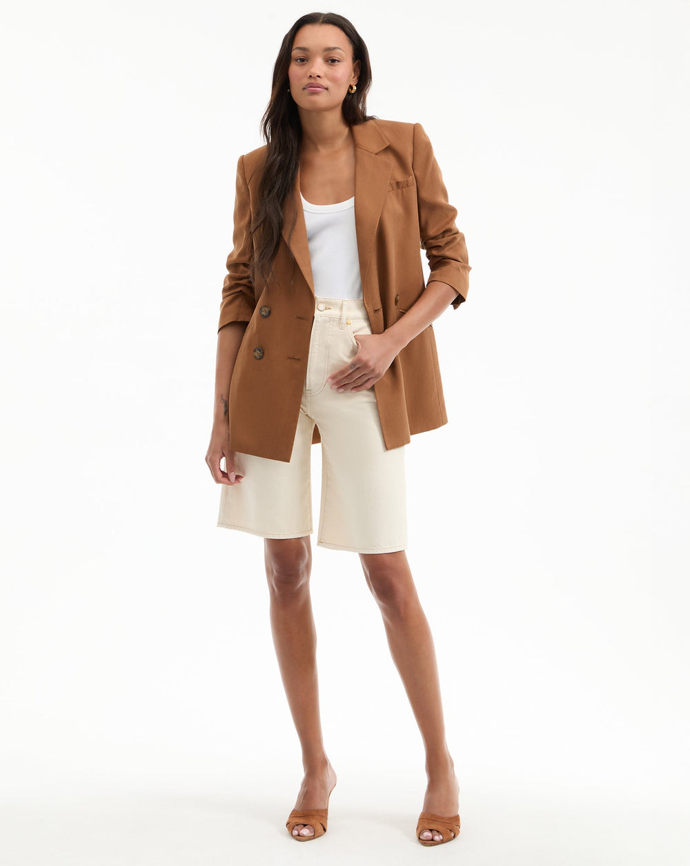 Cassiel Suede Slide Sandal in Light Brown Hazelwood