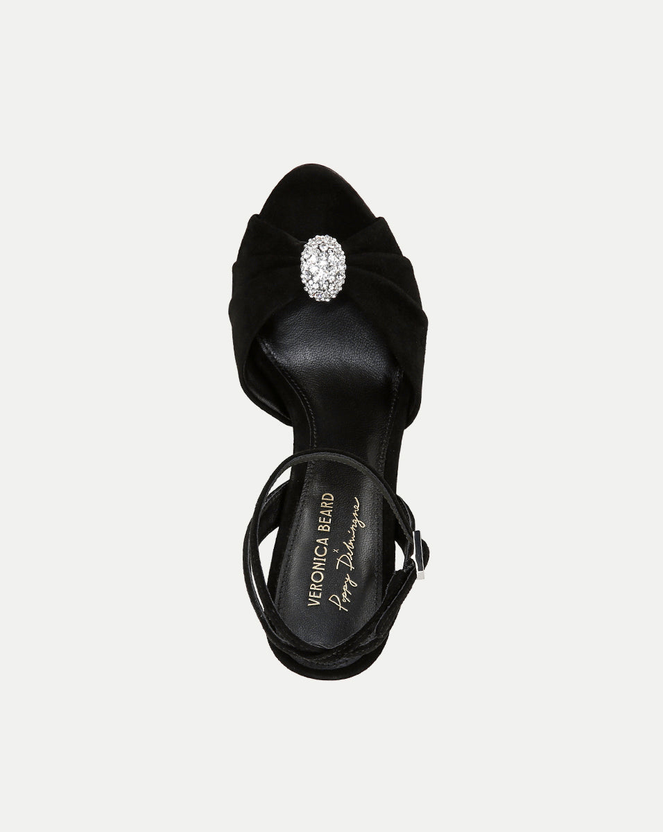 Genevieve Peep-Toe Sandal in Black x Poppy Delevingne