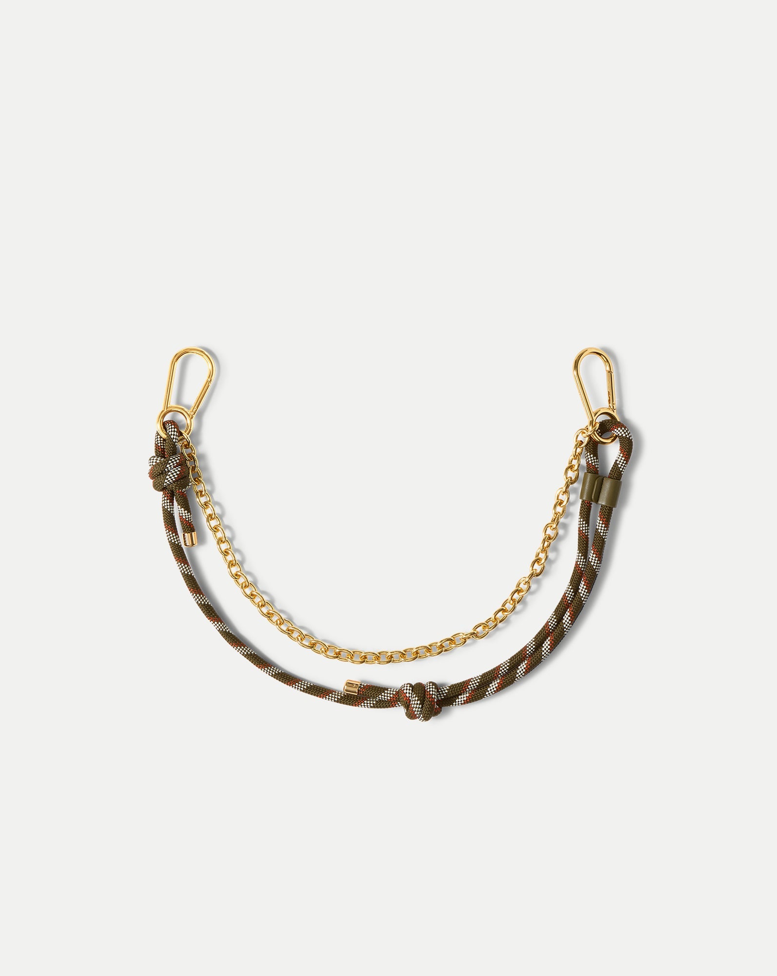 Paracord and Chain Bag Strap & Charm in Gold & Khaki Cypress Multi