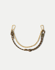 Paracord and Chain Bag Strap & Charm in Gold & Khaki Cypress Multi