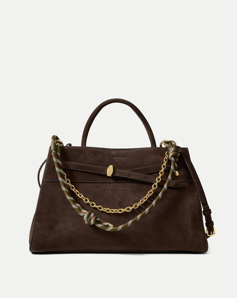 Paracord and Chain Bag Strap & Charm in Gold & Khaki Cypress Multi