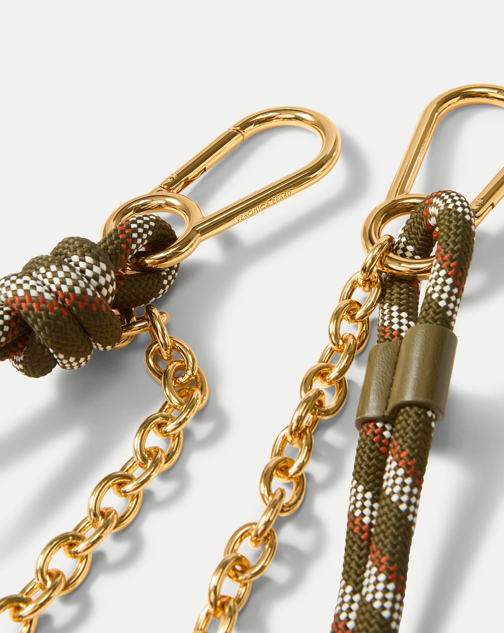 Paracord and Chain Bag Strap & Charm in Gold & Khaki Cypress Multi
