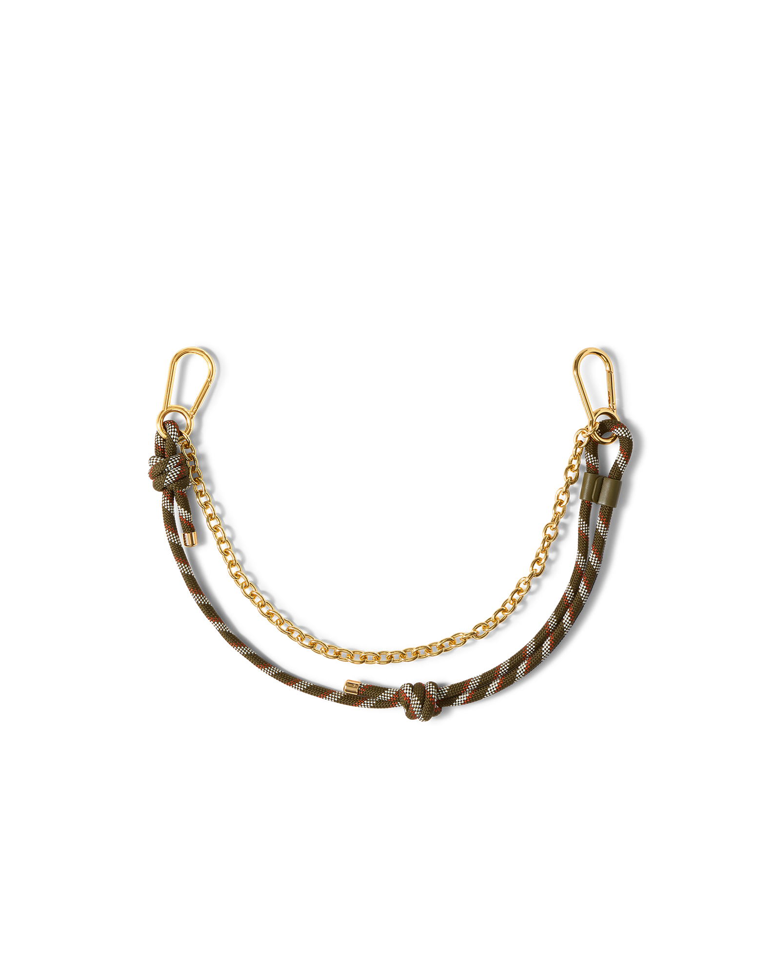 Paracord and Chain Bag Strap & Charm in Gold & Khaki Cypress Multi