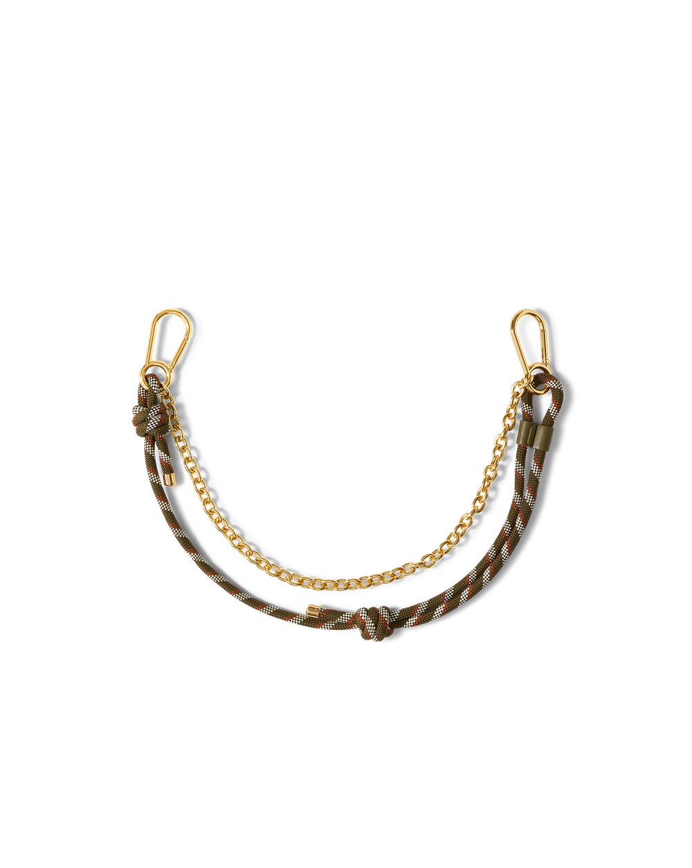 Paracord and Chain Bag Strap & Charm in Gold & Khaki Cypress Multi