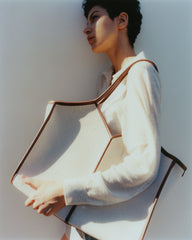 CALELLA SQUARED MEDIUM CANVAS - Leather-trimmed Tote Bag