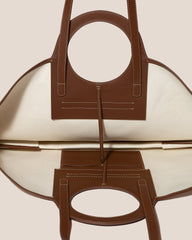 CALA S - Leather-trimmed Canvas Tote Bag