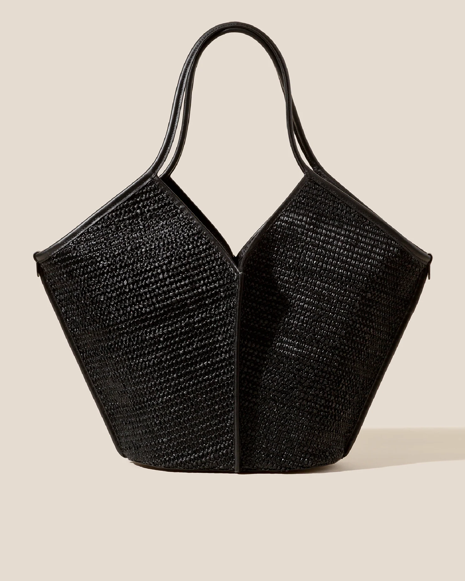 CALELLA RAFFIA - Leather-trimmed Tote Bag