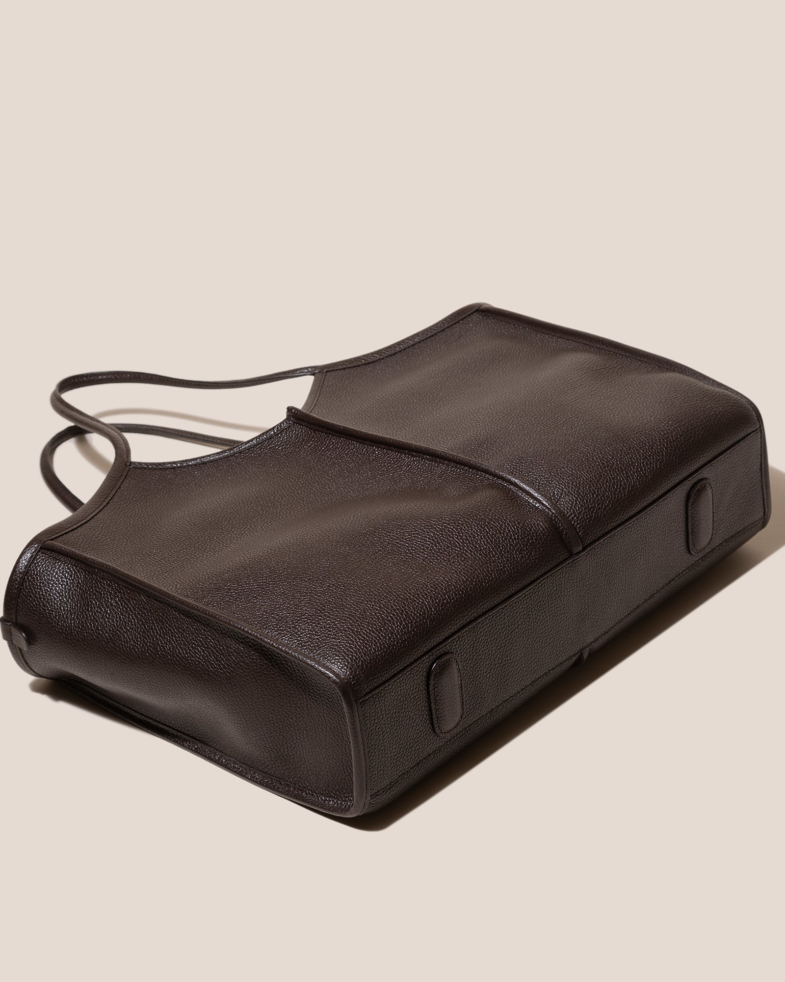 CALELLA SQUARED MEDIUM GRAINY - Leather-trimmed Tote Bag