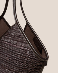 CALELLA RAFFIA - Leather-trimmed Tote Bag