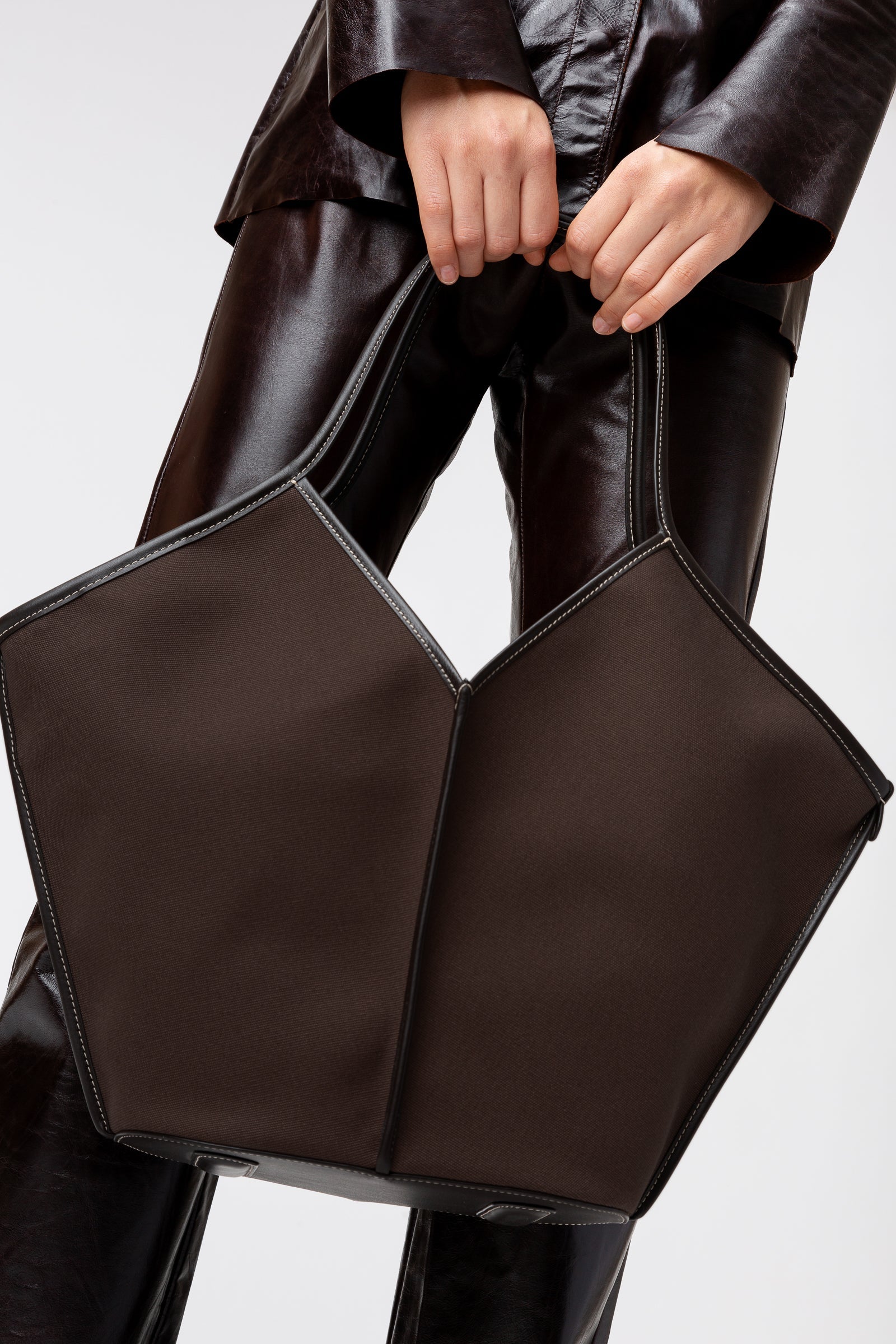 CALELLA - Leather-trimmed Organic Cotton Tote Bag