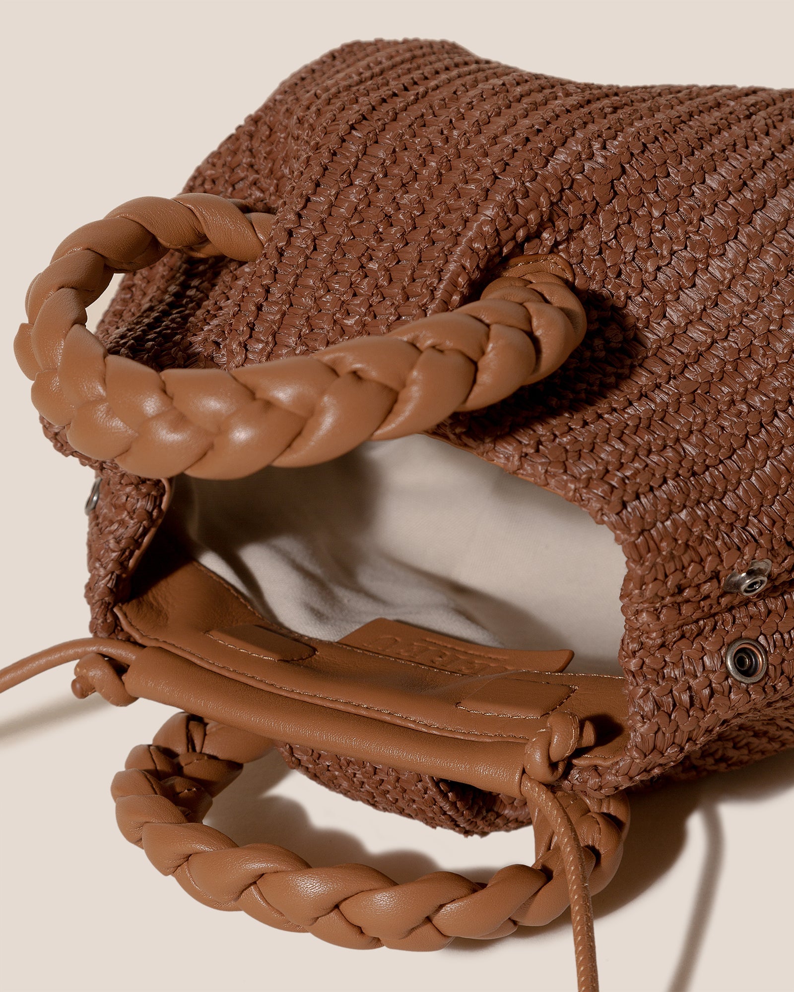 BOMBON M RAFFIA - Medium Plaited-handle Raffia Handbag