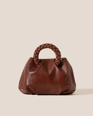 BOMBON M SUPPLE SHINY - Medium Plaited-handle Leather Handbag