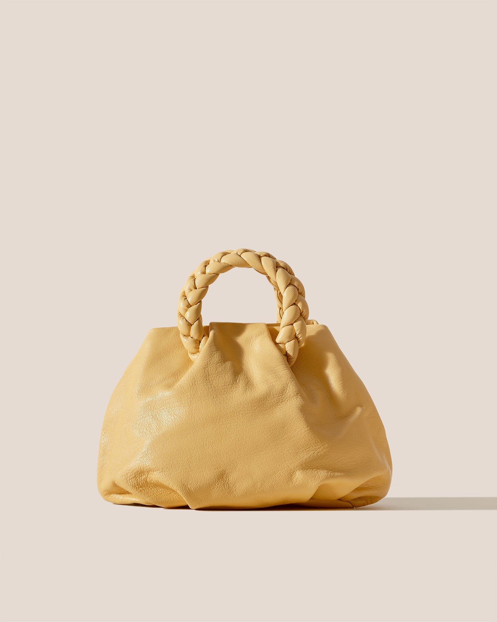 BOMBON M SUPPLE SHINY - Medium Plaited-handle Leather Handbag