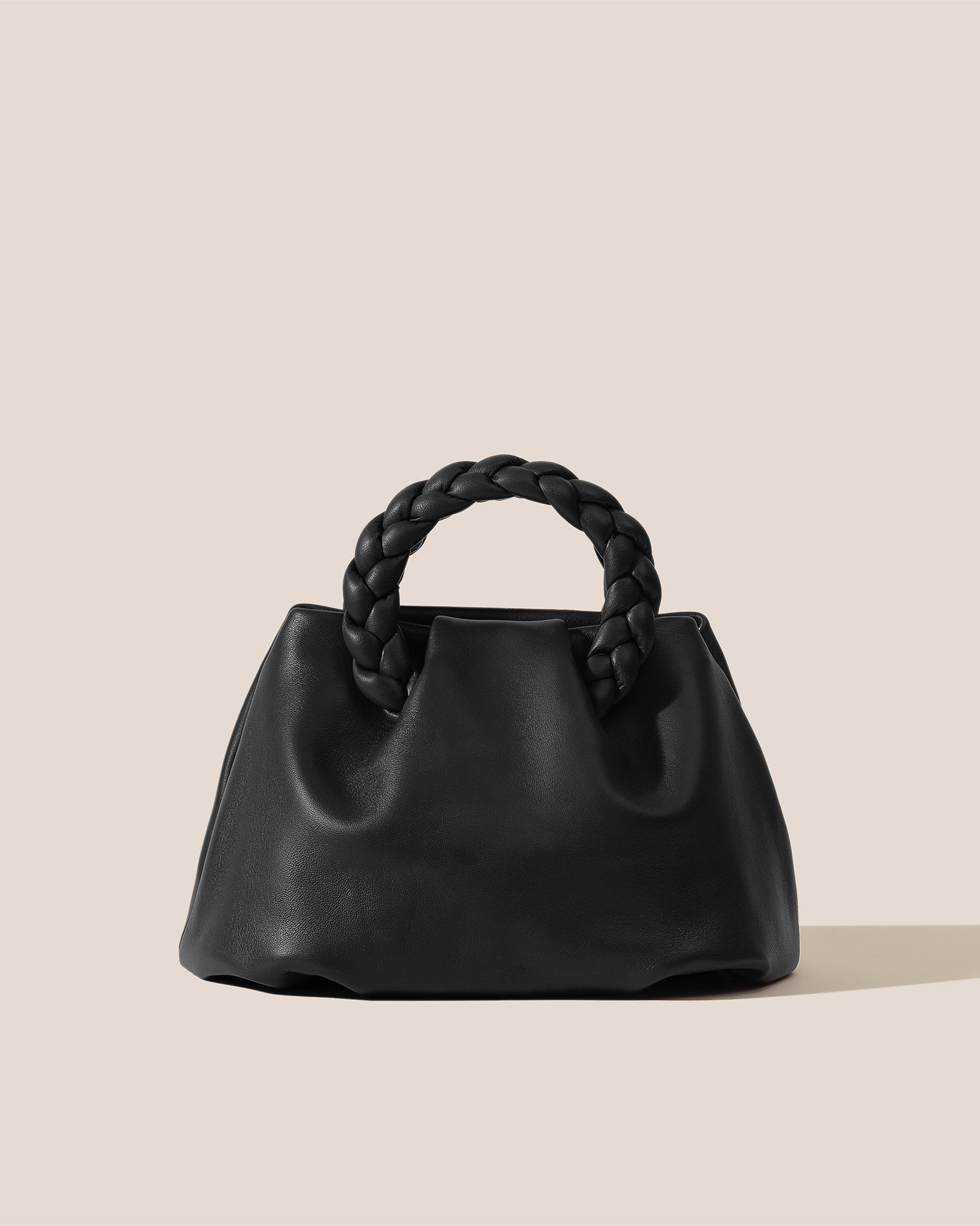 BOMBON M - Medium Plaited-handle Leather Handbag
