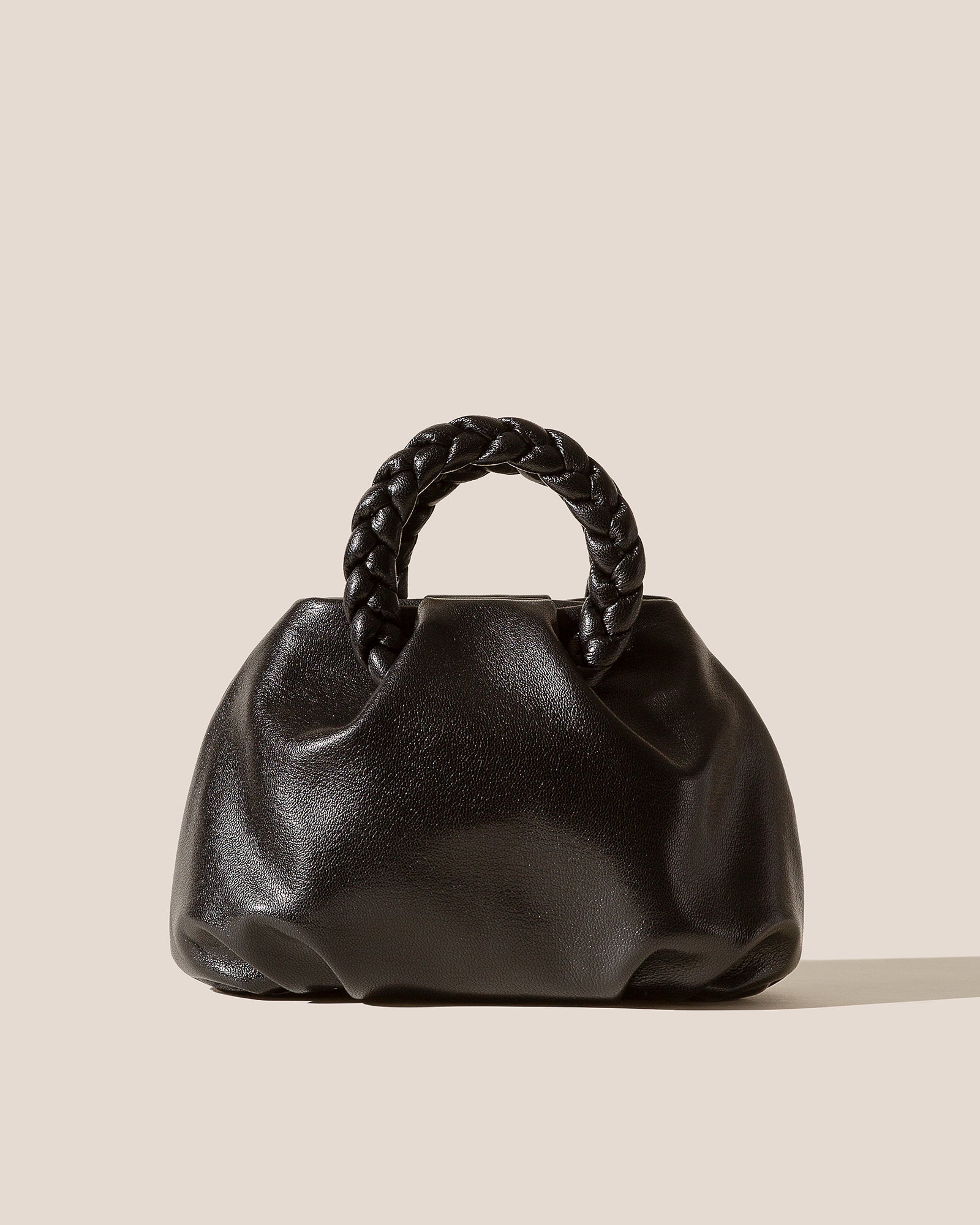 BOMBON M SUPPLE SHINY - Medium Plaited-handle Leather Handbag