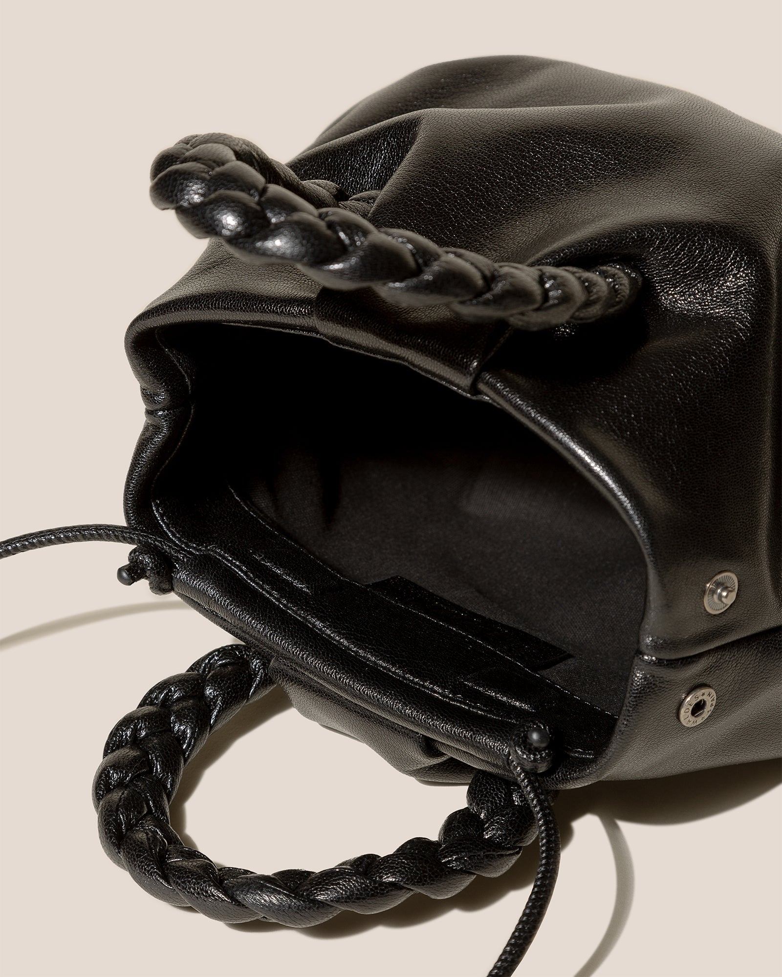 BOMBON M SUPPLE SHINY - Medium Plaited-handle Leather Handbag