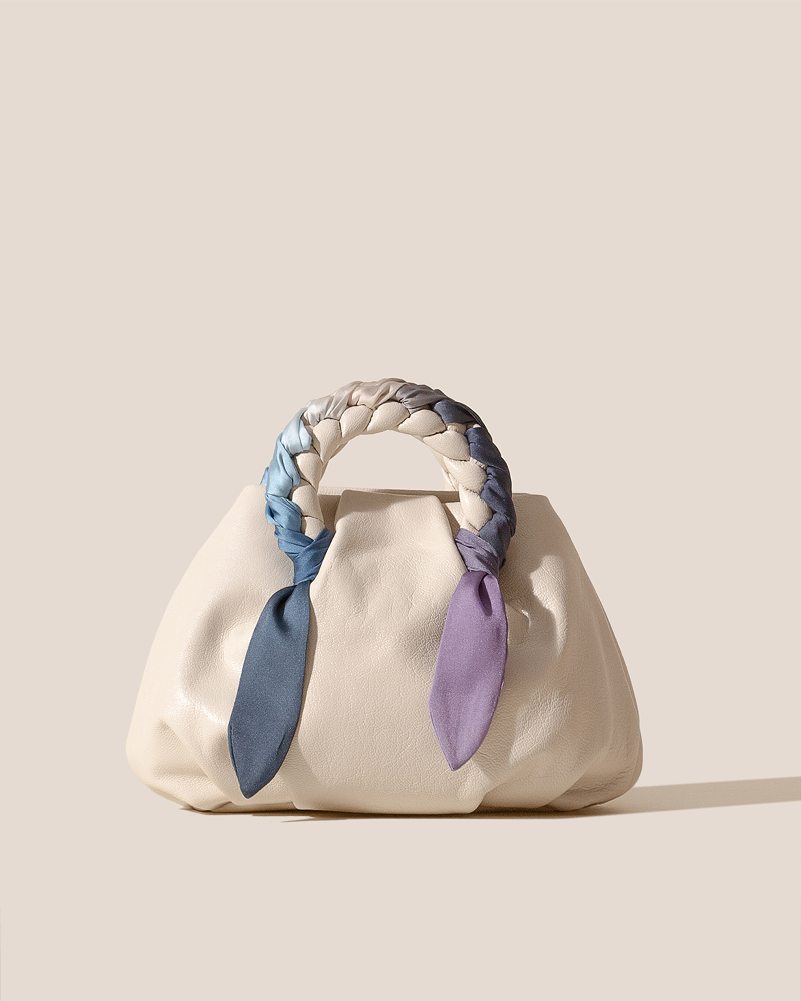 BOMBON M FOULARD - Medium Plaited-handle Leather Handbag