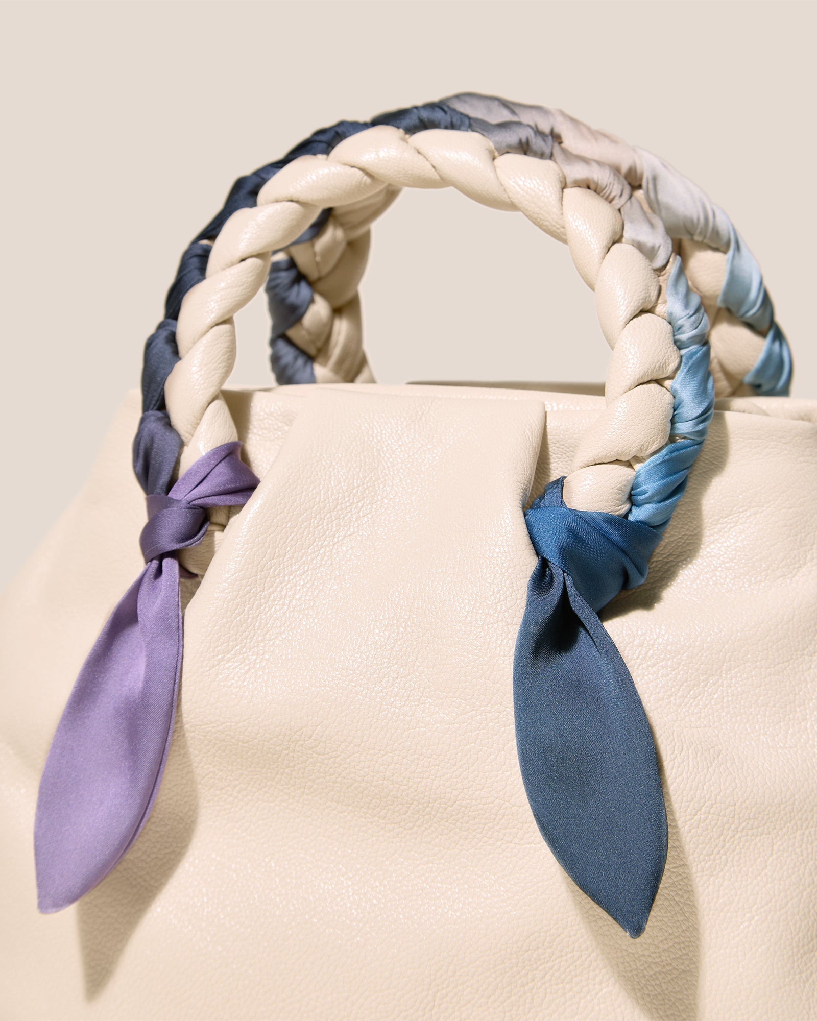 BOMBON M FOULARD - Medium Plaited-handle Leather Handbag