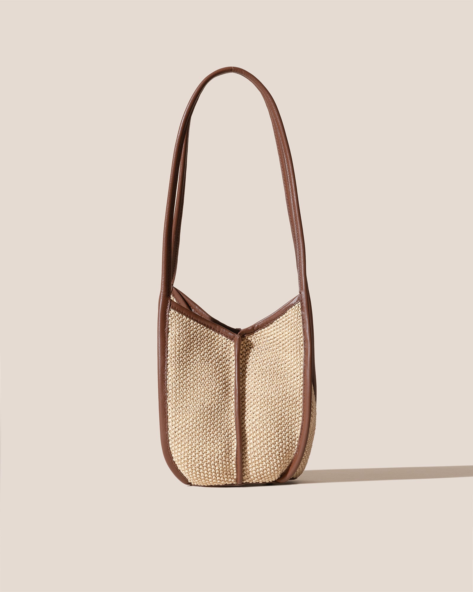 CALELLA BUCKET SOFT RAFFIA - Leather-trimmed Shoulder Bag