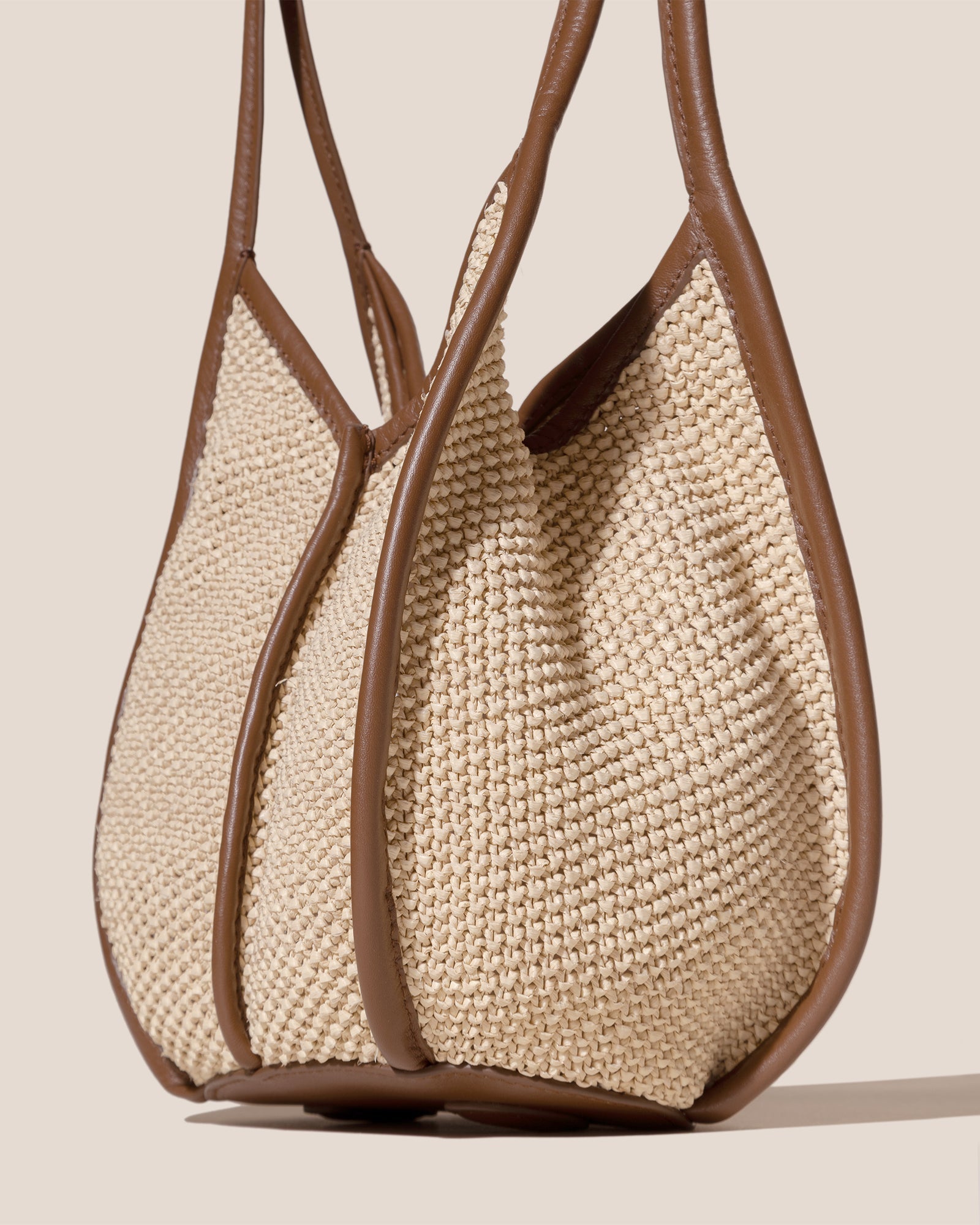 CALELLA BUCKET SOFT RAFFIA - Leather-trimmed Shoulder Bag