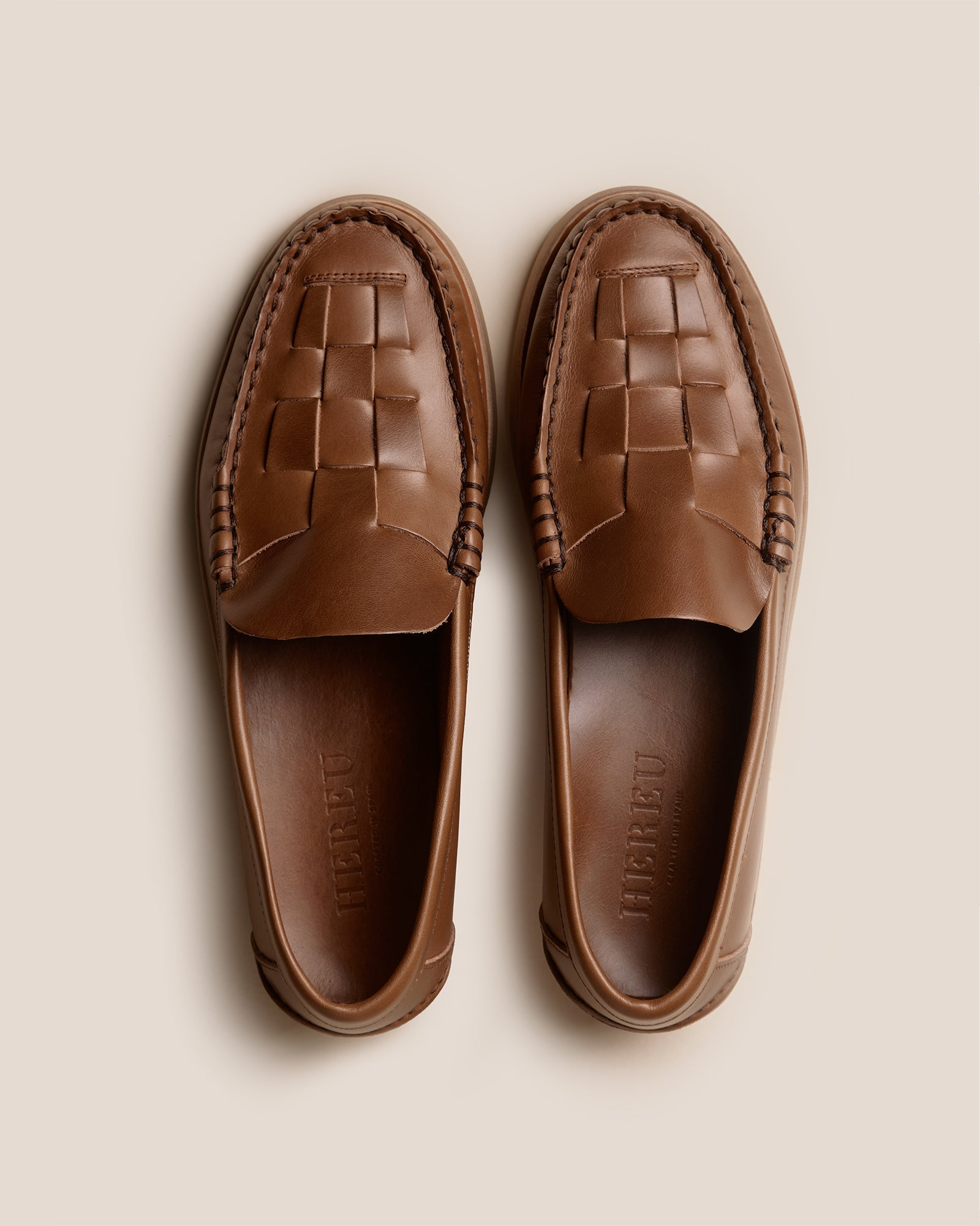 NOMBELA RUBBER VEG TAN - Interwoven Detail Slip-On Loafer