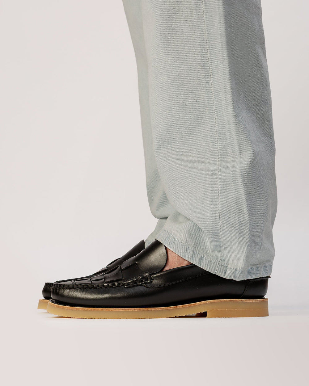 NOMBELA RUBBER VEG TAN - Interwoven Detail Slip-On Loafer