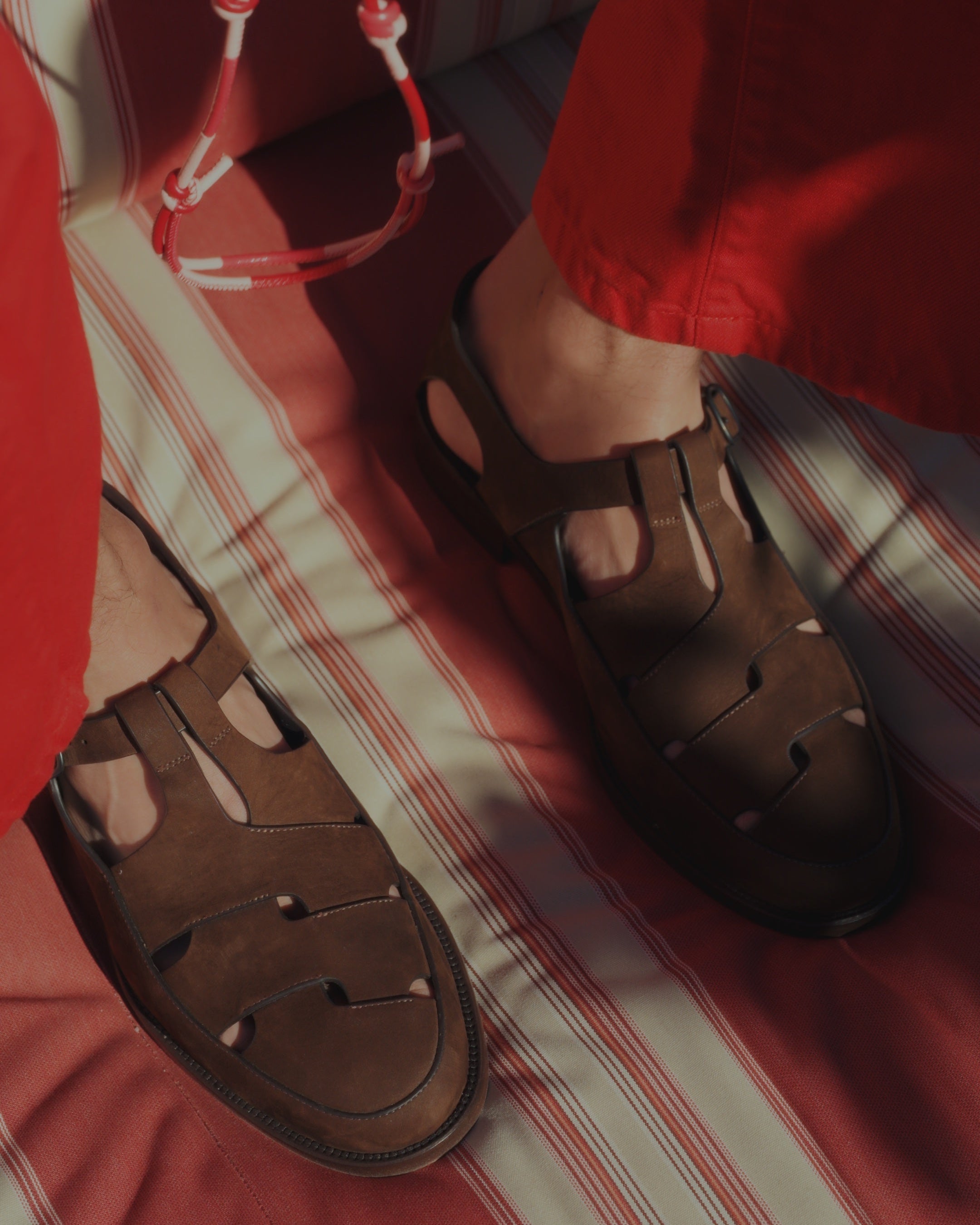 BESSO NUBUCK - Woven T-bar Sandal