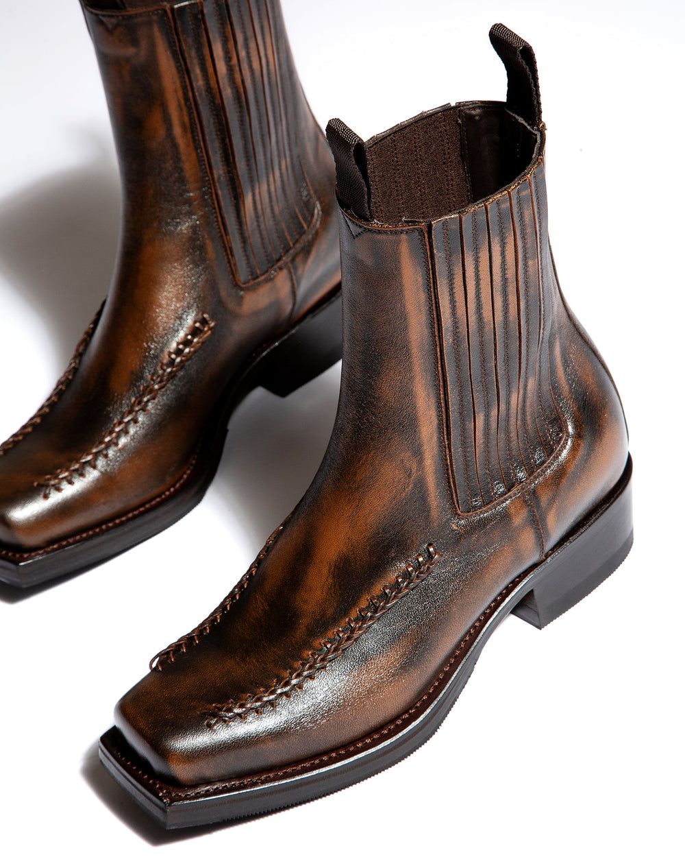 AGULLA - Square-Toe Braided Detail Chelsea Boot