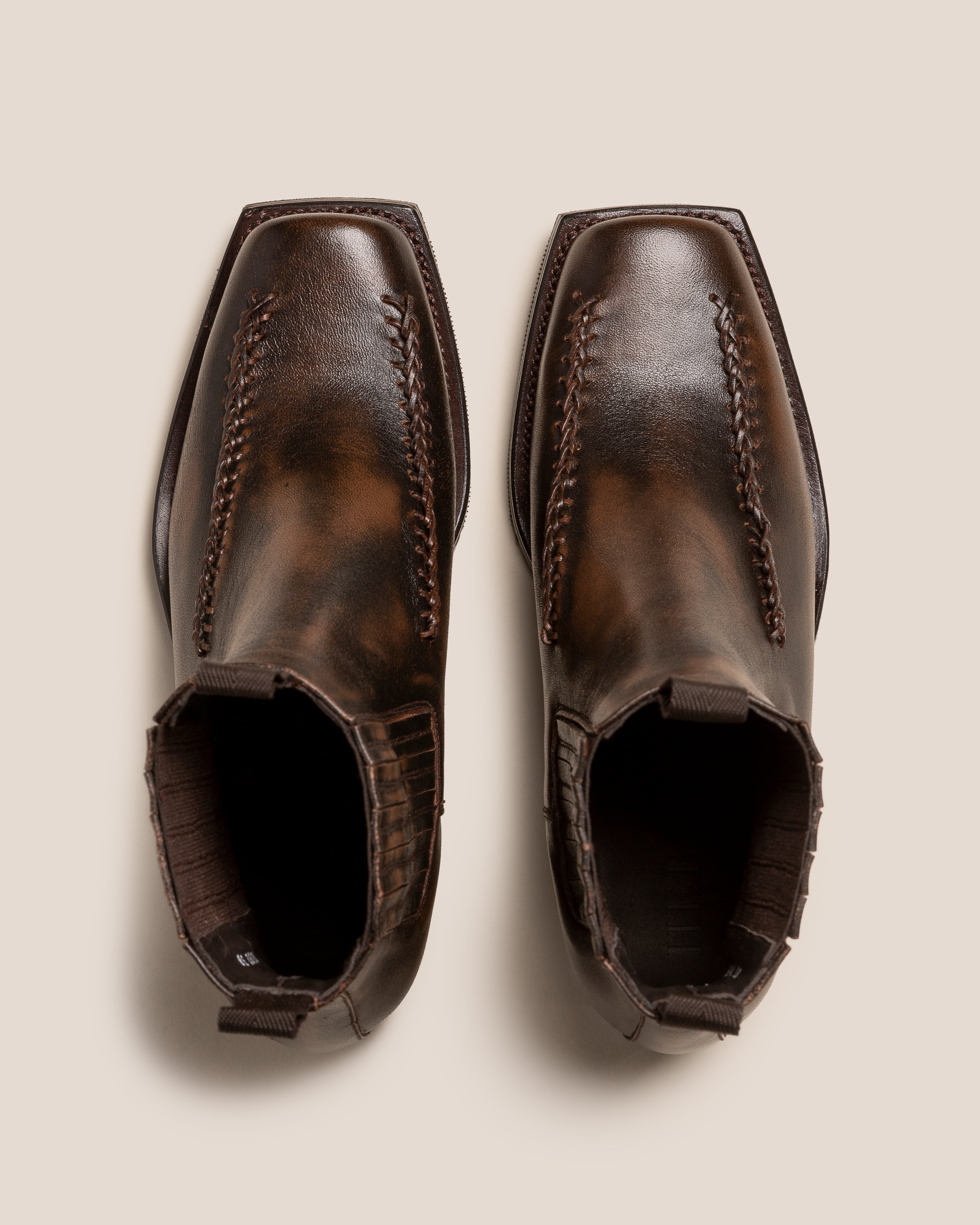 AGULLA - Square-Toe Braided Detail Chelsea Boot