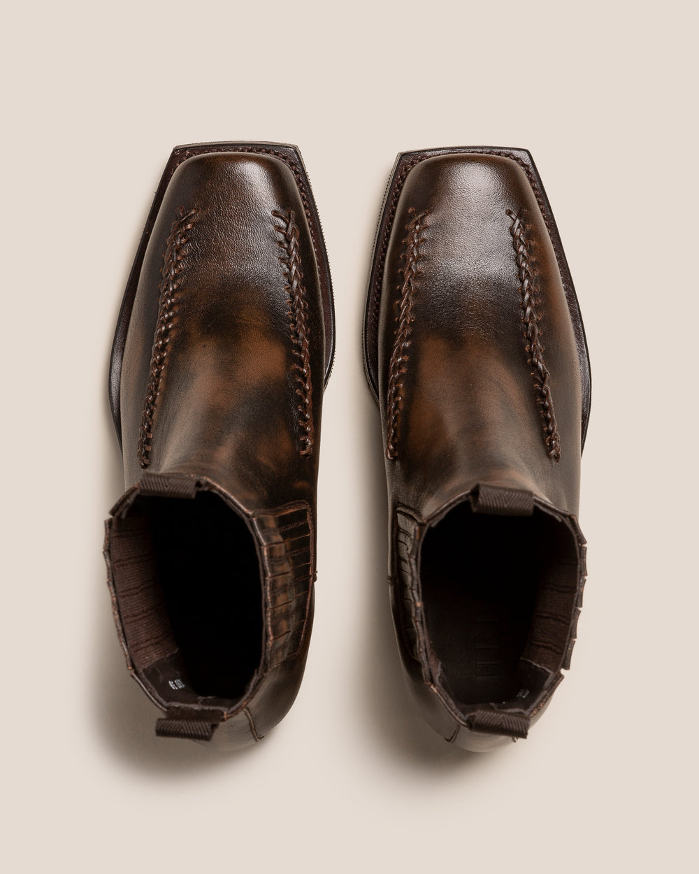 AGULLA - Square-Toe Braided Detail Chelsea Boot